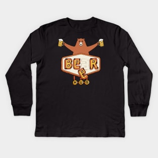 Beer or Bear hug Kids Long Sleeve T-Shirt